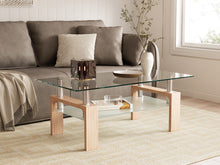 Load image into Gallery viewer, Ollie Tempered Glass Rectangle Coffee Table 110 x 60cm - Oak