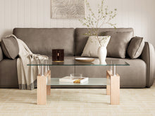 Load image into Gallery viewer, Ollie Tempered Glass Rectangle Coffee Table 110 x 60cm - Oak