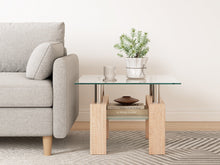 Load image into Gallery viewer, Ollie Tempered Glass Square Side Table 65 x 65cm - Oak