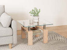 Load image into Gallery viewer, Ollie Tempered Glass Square Side Table 65 x 65cm - Oak