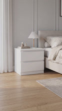 Load and play video in Gallery viewer, Tongass Wooden Bedside Table - White