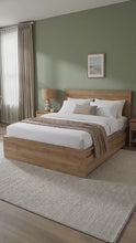 Load and play video in Gallery viewer, Harris Queen Bed Frame with Storage - Oak