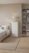 Load and play video in Gallery viewer, Tongass Wooden Slim Tallboy 6 Drawers - White