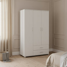 Load image into Gallery viewer, Bram 3 Door Wardrobe Cabinet with 2 Drawers - White