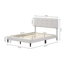 Load image into Gallery viewer, Mitre Queen Fabric Bed Frame - Stone
