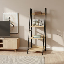 Load image into Gallery viewer, Trestle 4 Tier Ladder Storage Shelf - Oak