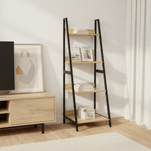 Load image into Gallery viewer, Trestle 4 Tier Ladder Storage Shelf - Oak