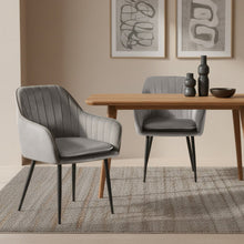 Load image into Gallery viewer, Adelaide Velvet Dining Chairs- Set of 2 - Light Grey