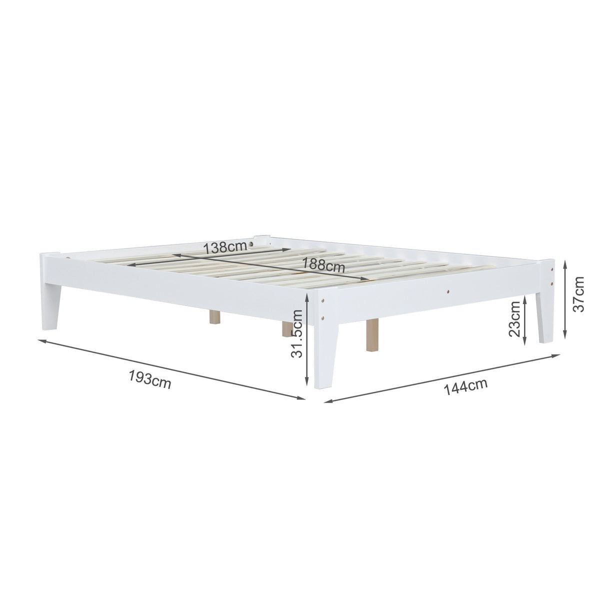 Meri Double Wooden Bed Frame - White