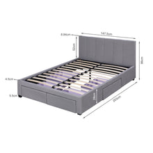 Load image into Gallery viewer, Charlotte Double Bed Frame with 4 Drawers - Light Grey
