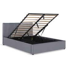 Load image into Gallery viewer, Penelope Double Gas Lift Velvet Bed Frame - Grey