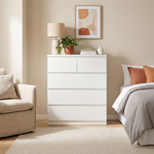 Load image into Gallery viewer, Tongass Wooden Tallboy 5 Drawers - White