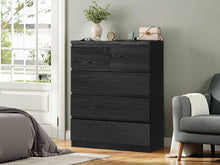 Load image into Gallery viewer, Tongass Wooden 5 Drawers Tallboy - Black
