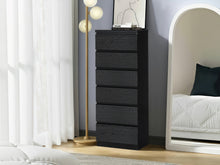Load image into Gallery viewer, Tongass Wooden 6 Drawers Slim Tallboy - Black
